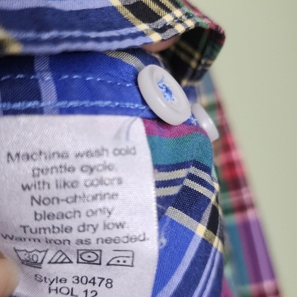 J Crew Plaid Button Down Shirt Blue Red Long Sleeve Cotton Classic Preppy Mens L - Picture 4 of 5